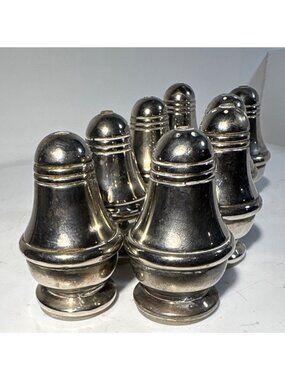 Vintage Silver Plated Mini Salt & Pepper Shakers 2" Tall Individual Lot of 8